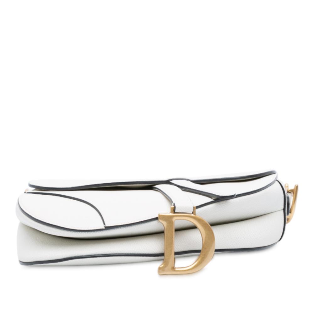Christian Dior B Dior White Calf Leather Grained skin Saddle Bag Italy