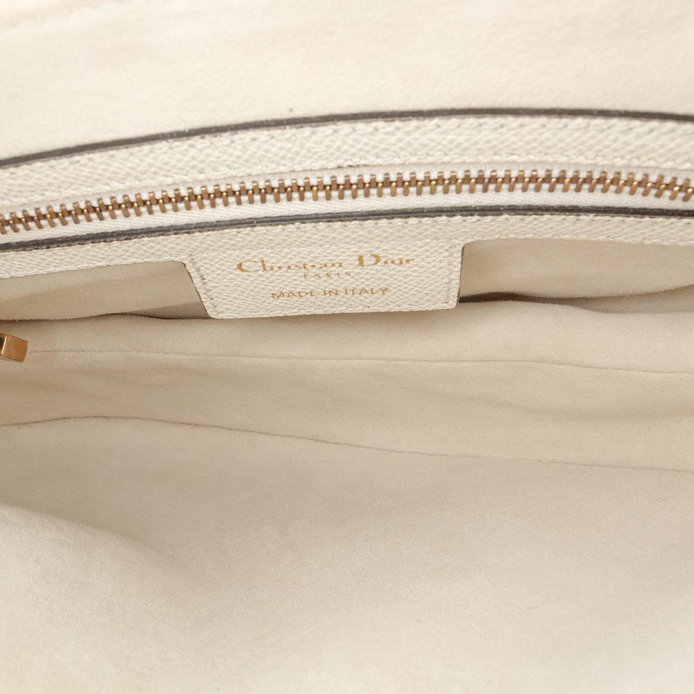 Christian Dior B Dior White Calf Leather Grained skin Saddle Bag Italy