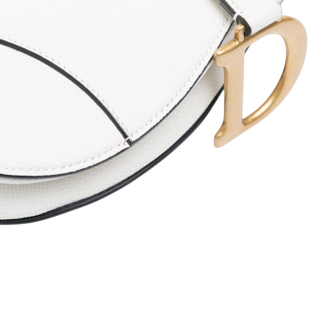 Christian Dior B Dior White Calf Leather Grained skin Saddle Bag Italy