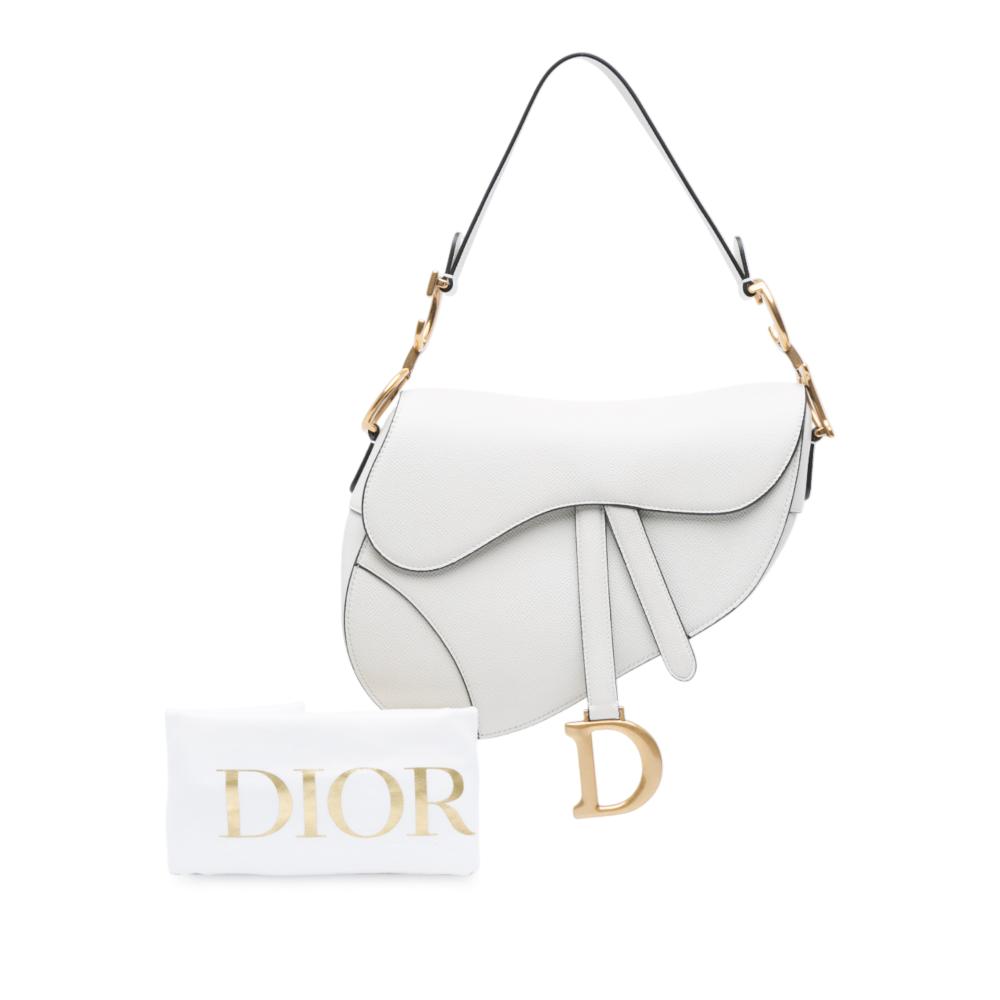 Christian Dior B Dior White Calf Leather Grained skin Saddle Bag Italy