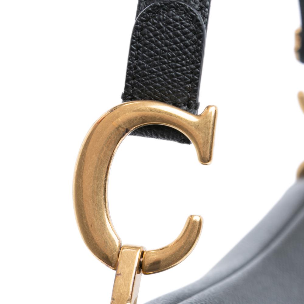 Christian Dior AB Dior Black Calf Leather Grained skin Saddle Bag Italy