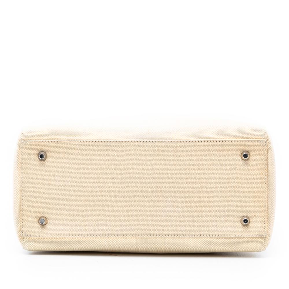 Christian Dior AB Dior White Ivory Canvas Fabric Medium Lady Dior Italy