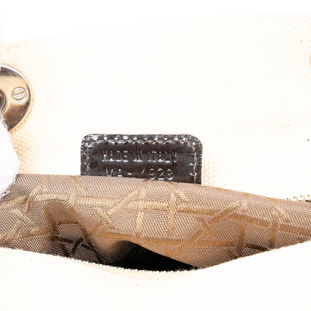 Christian Dior AB Dior White Ivory Canvas Fabric Medium Lady Dior Italy