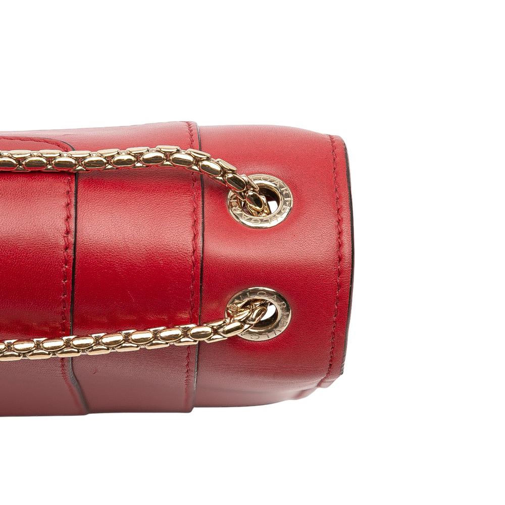 Bvlgari B Bvlgari Red Calf Leather Medium skin Serpenti Forever Shoulder Bag Italy