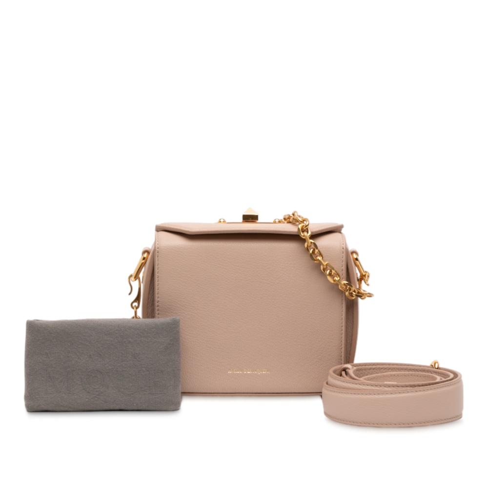 Alexander McQueen AB Alexander McQueen Brown Beige Calf Leather Box 16 Crossbody Italy