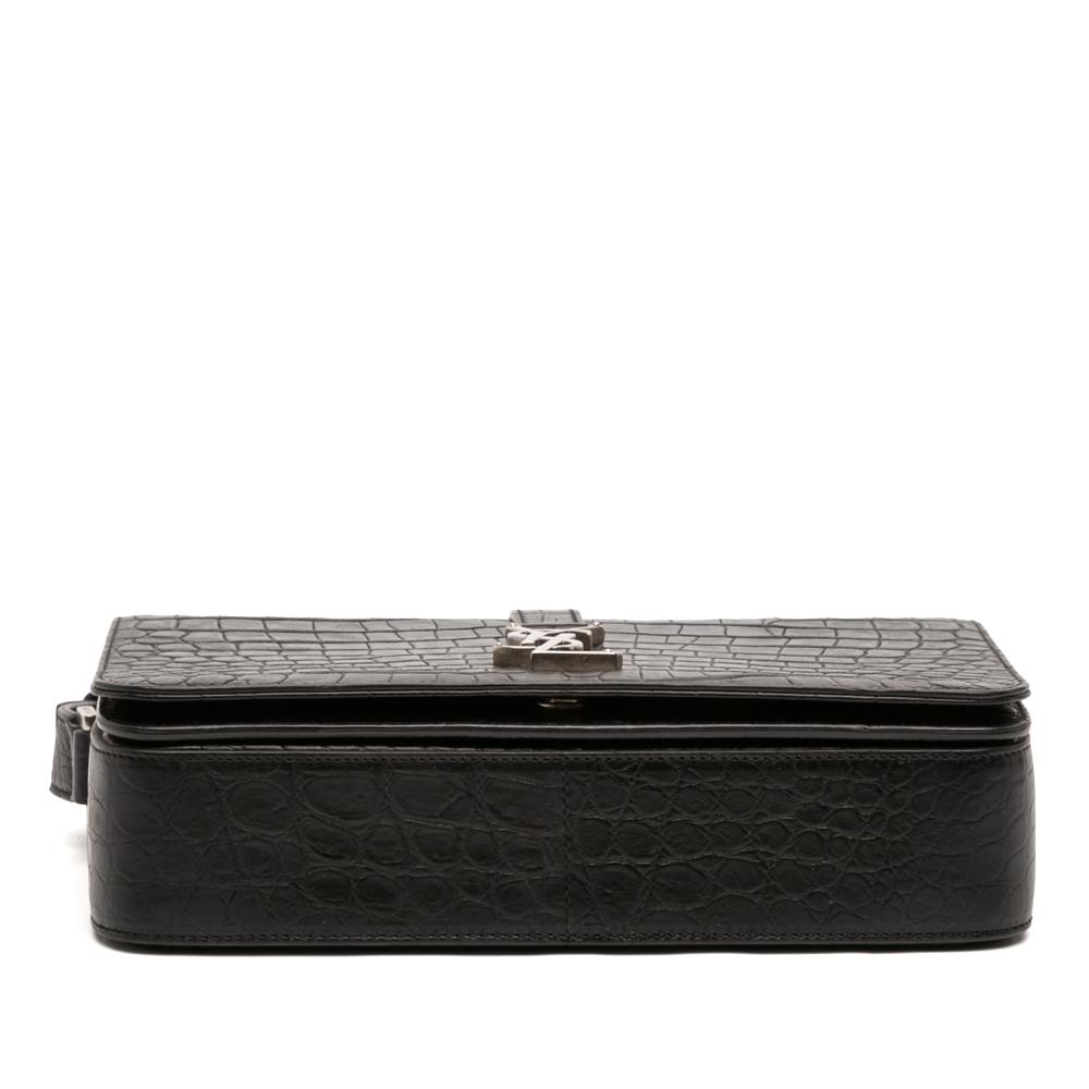 Saint Laurent B Saint Laurent Black Calf Leather Medium Croc Embossed Monogram Universite Crossbody Italy