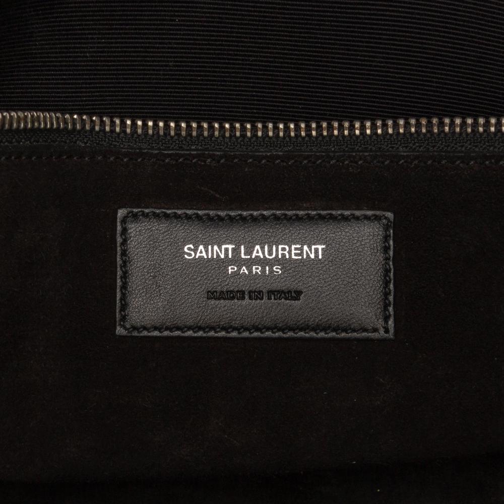 Saint Laurent B Saint Laurent Black Calf Leather Medium Croc Embossed Monogram Universite Crossbody Italy