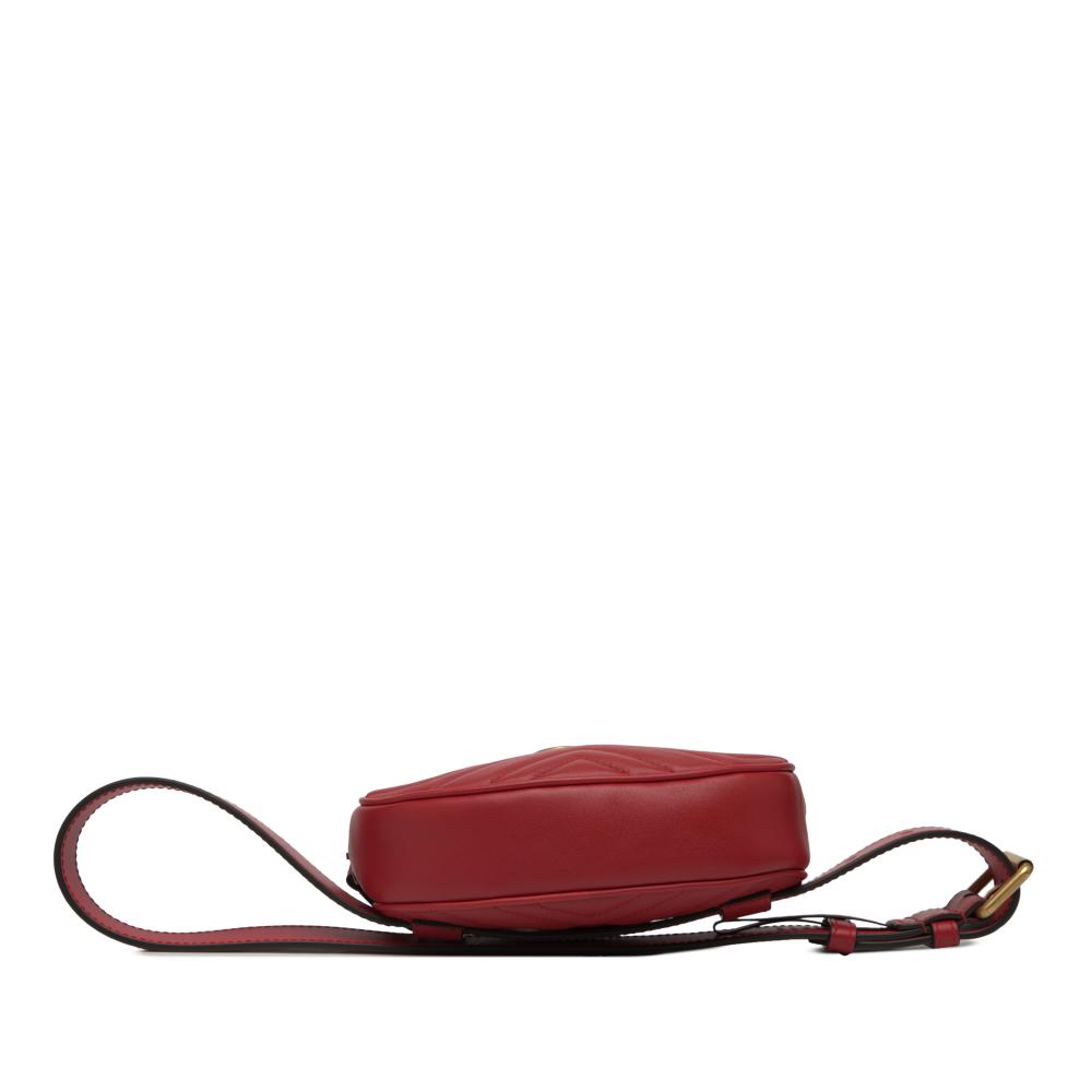 Gucci AB Gucci Red Calf Leather GG Marmont Matelasse Belt Bag Italy
