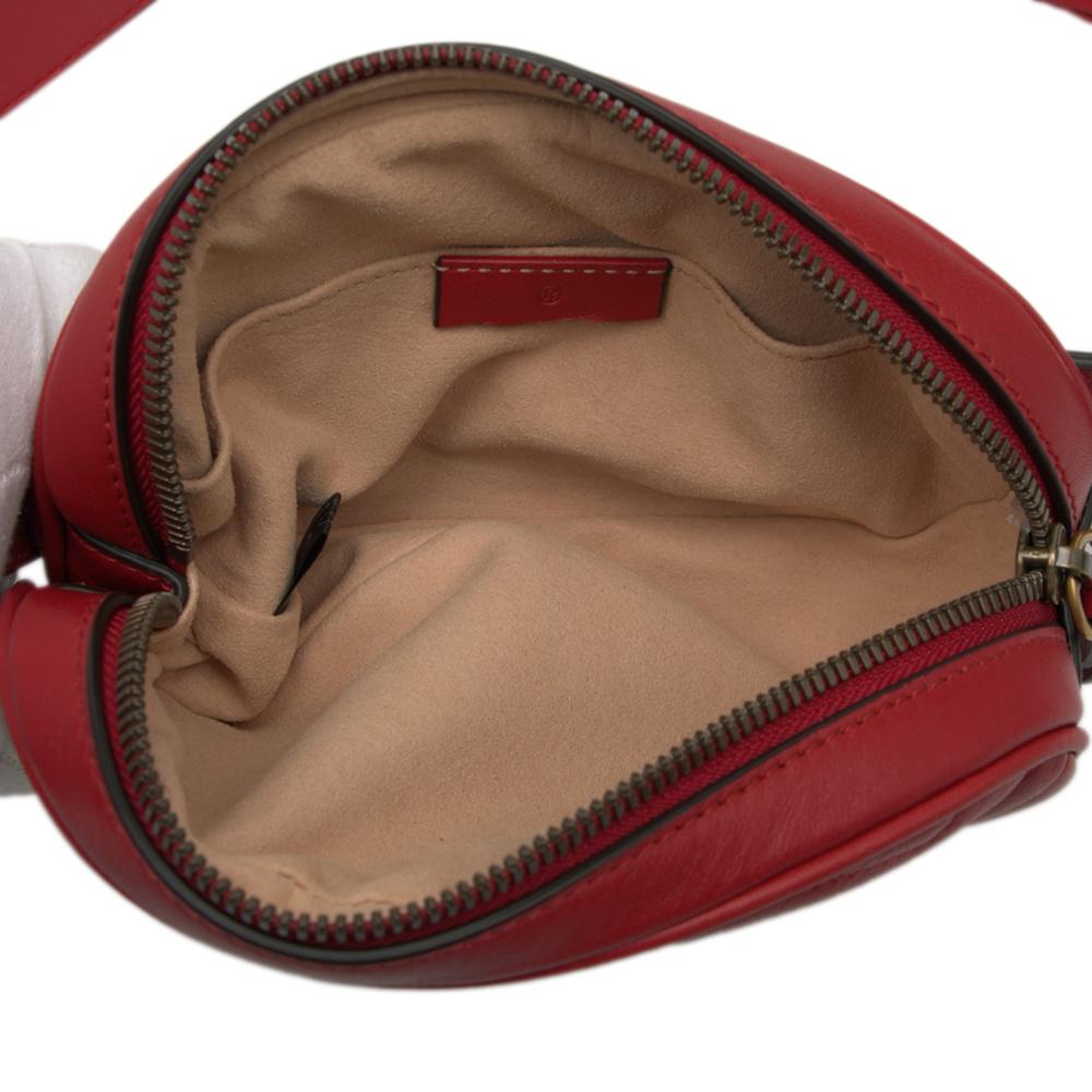 Gucci AB Gucci Red Calf Leather GG Marmont Matelasse Belt Bag Italy