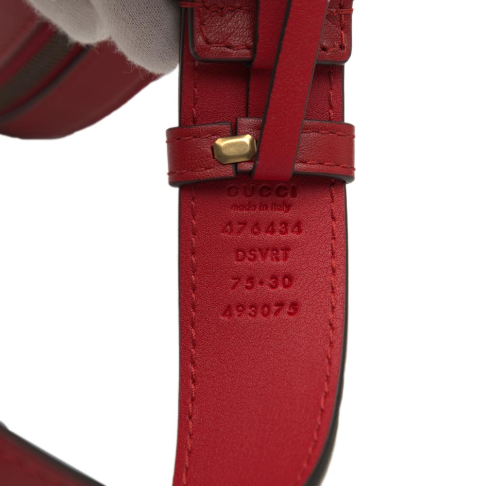 Gucci AB Gucci Red Calf Leather GG Marmont Matelasse Belt Bag Italy