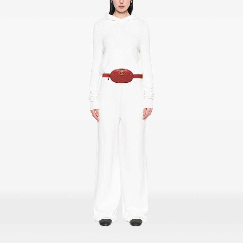 Gucci AB Gucci Red Calf Leather GG Marmont Matelasse Belt Bag Italy