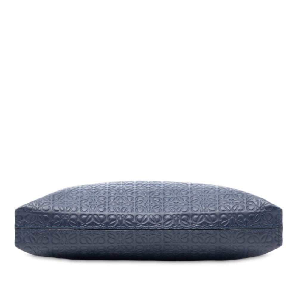 Loewe AB LOEWE Blue Navy Calf Leather Embossed Anagram Repeat T Clutch Spain