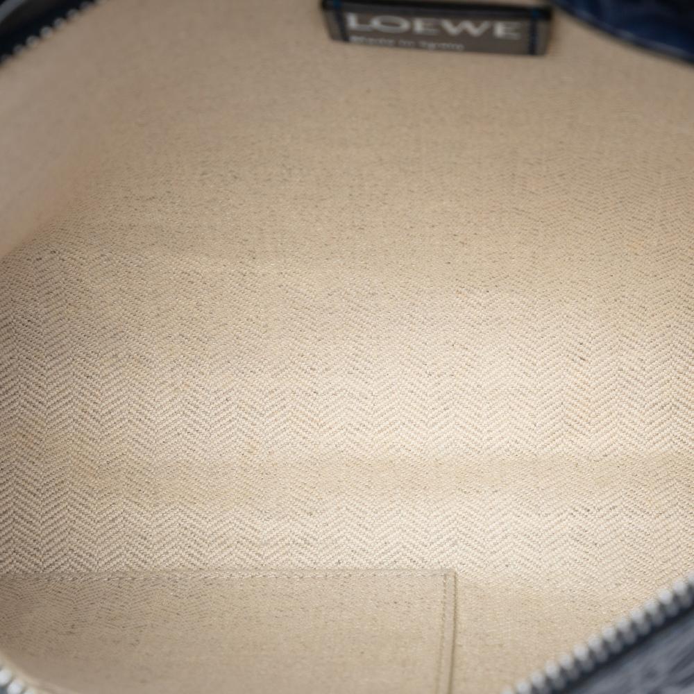 Loewe AB LOEWE Blue Navy Calf Leather Embossed Anagram Repeat T Clutch Spain