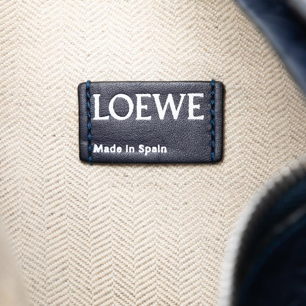 Loewe AB LOEWE Blue Navy Calf Leather Embossed Anagram Repeat T Clutch Spain