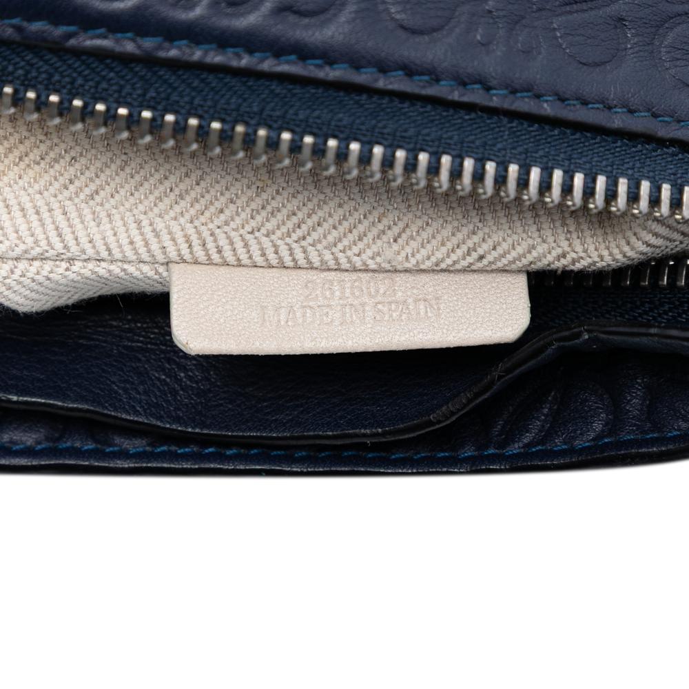 Loewe AB LOEWE Blue Navy Calf Leather Embossed Anagram Repeat T Clutch Spain