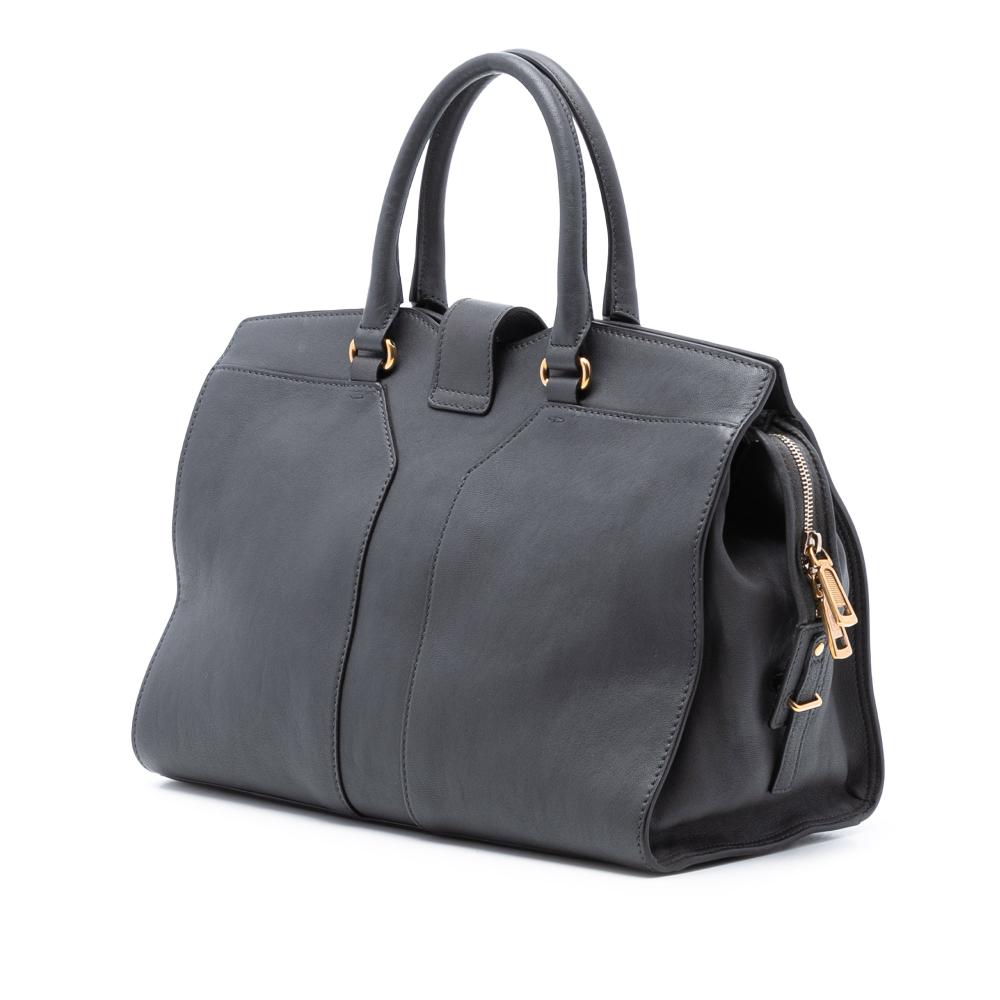 Saint Laurent B Saint Laurent Gray Dark Gray Calf Leather Medium Cabas Chyc Satchel Italy