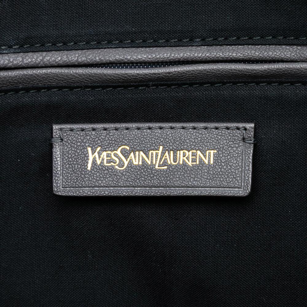 Saint Laurent B Saint Laurent Gray Dark Gray Calf Leather Medium Cabas Chyc Satchel Italy