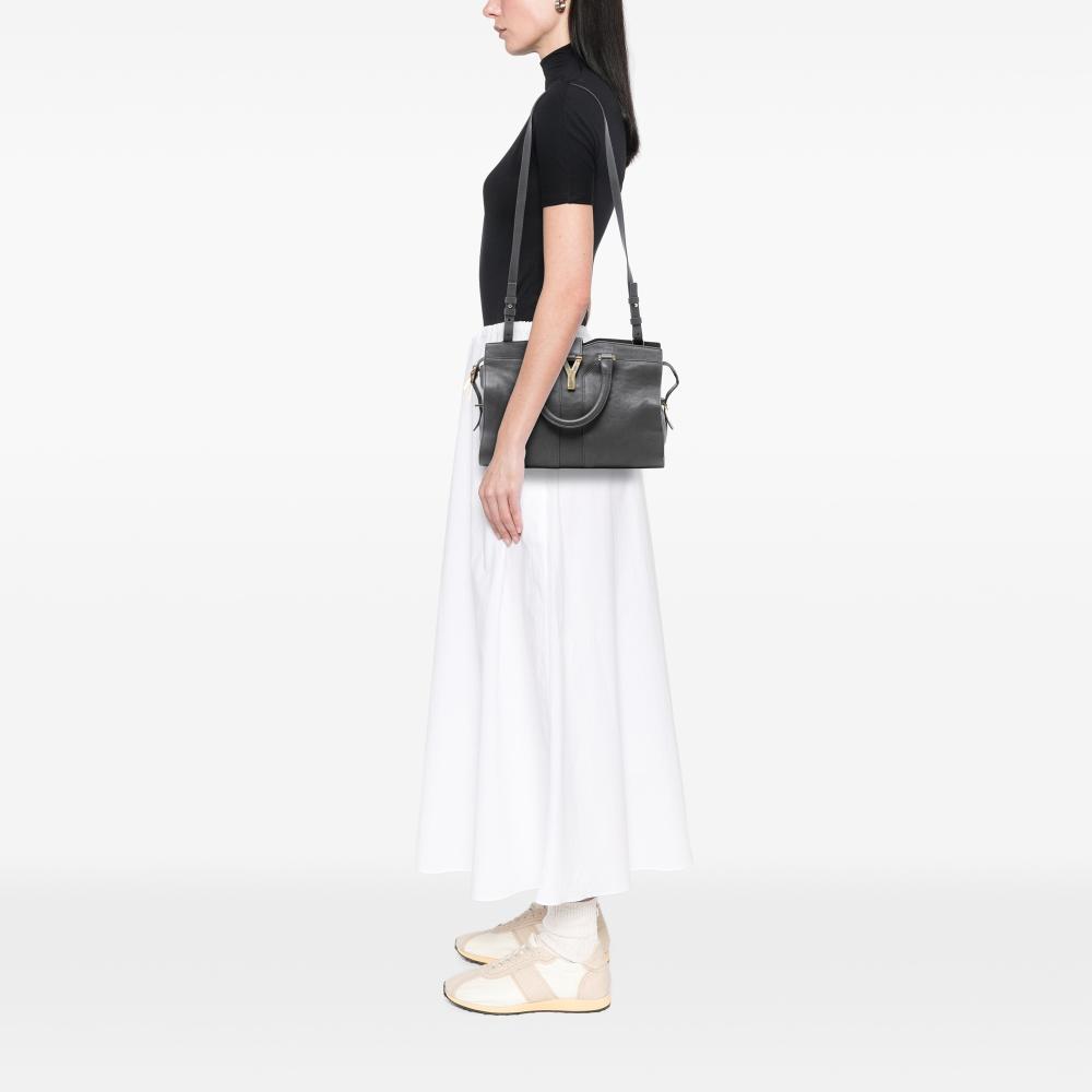 Saint Laurent B Saint Laurent Gray Sheepskin Leather Leather Small Sheepskin Cabas Chyc Satchel Italy