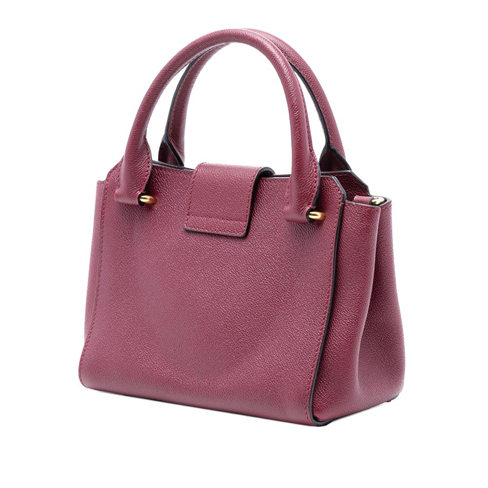 Burberry B Burberry Red Calf Leather Small Grained Buckle Tote Italy