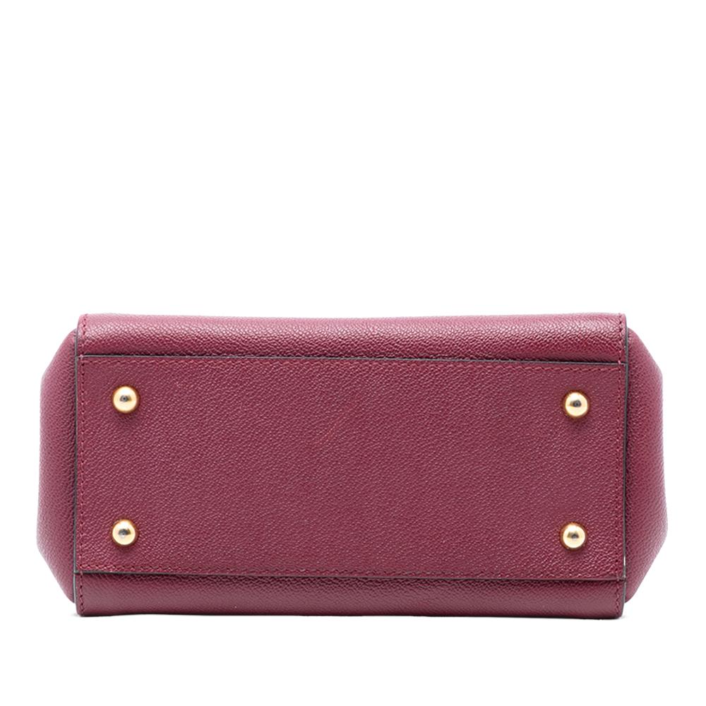 Burberry B Burberry Red Calf Leather Small Grained Buckle Tote Italy