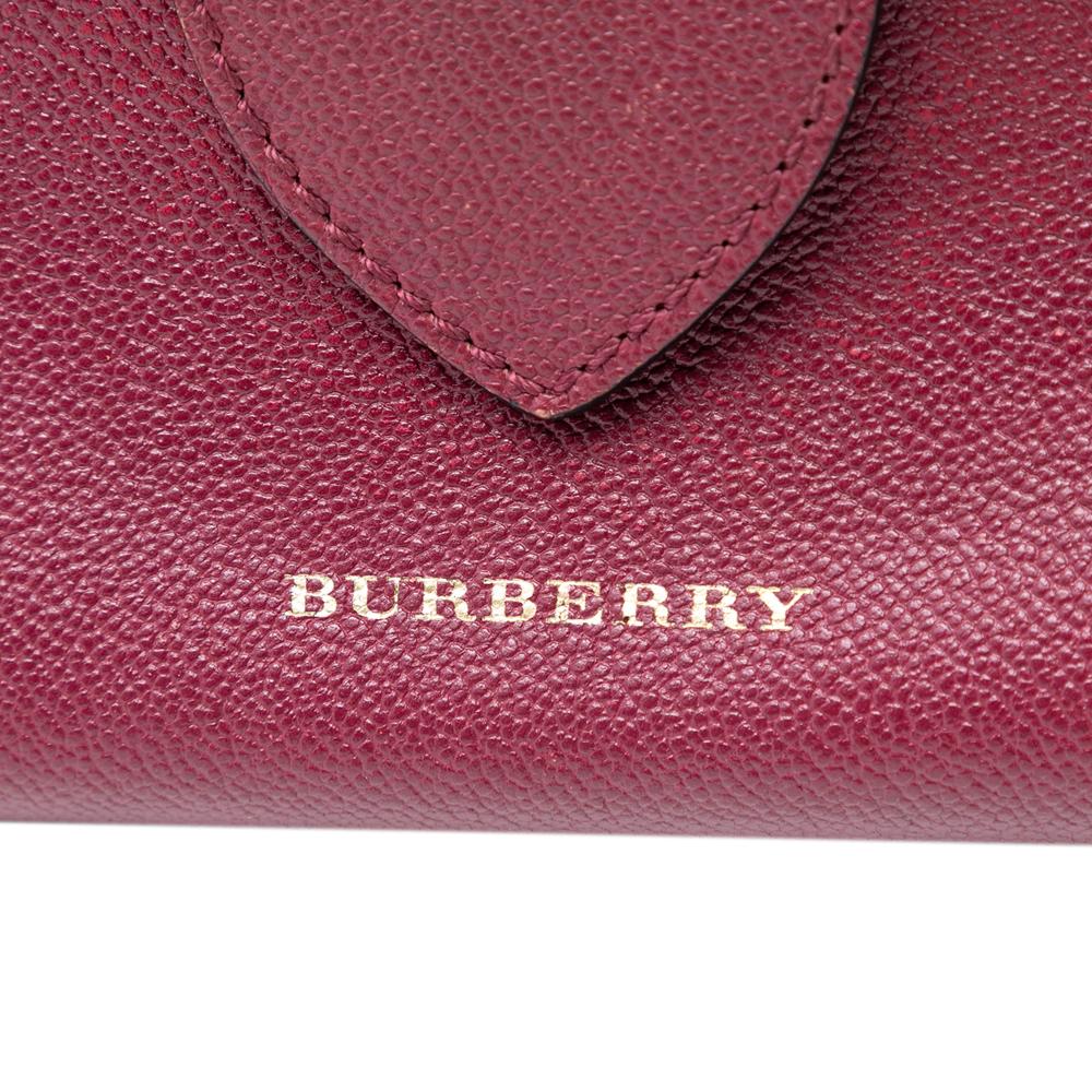Burberry B Burberry Red Calf Leather Small Grained Buckle Tote Italy
