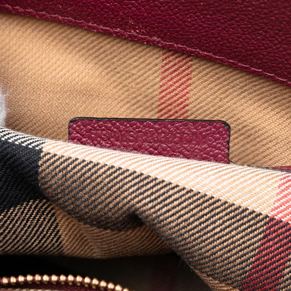 Burberry B Burberry Red Calf Leather Small Grained Buckle Tote Italy