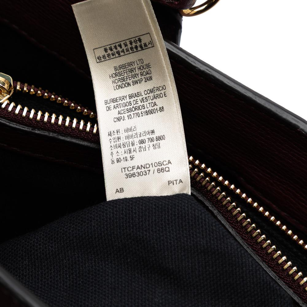 Burberry B Burberry Red Burgundy Calf Leather Medium and House Check Banner Satchel Italy