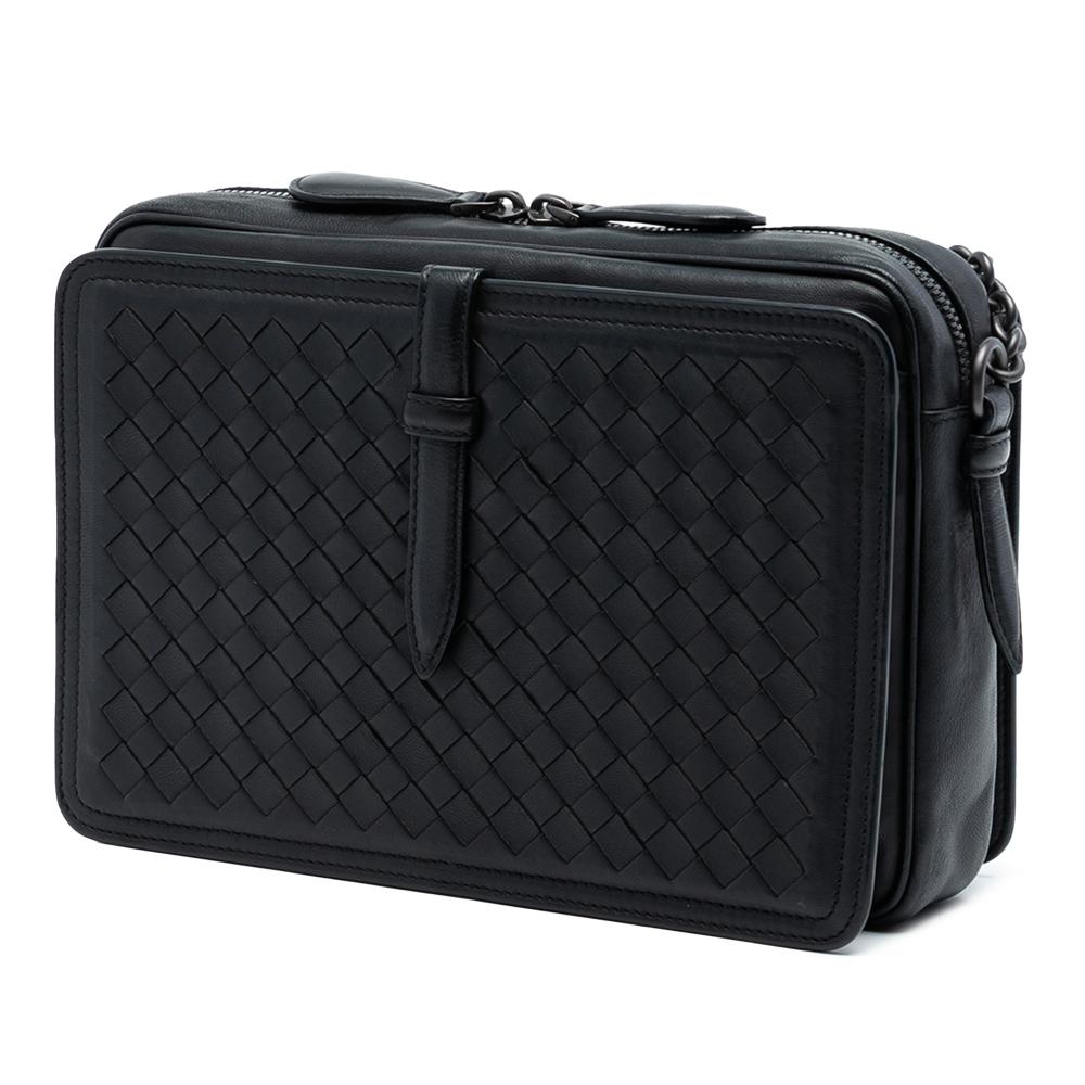 Bottega Veneta B Bottega Veneta Black Nappa Leather Leather Nappa Intrecciato Belt Flap Camera Bag Italy