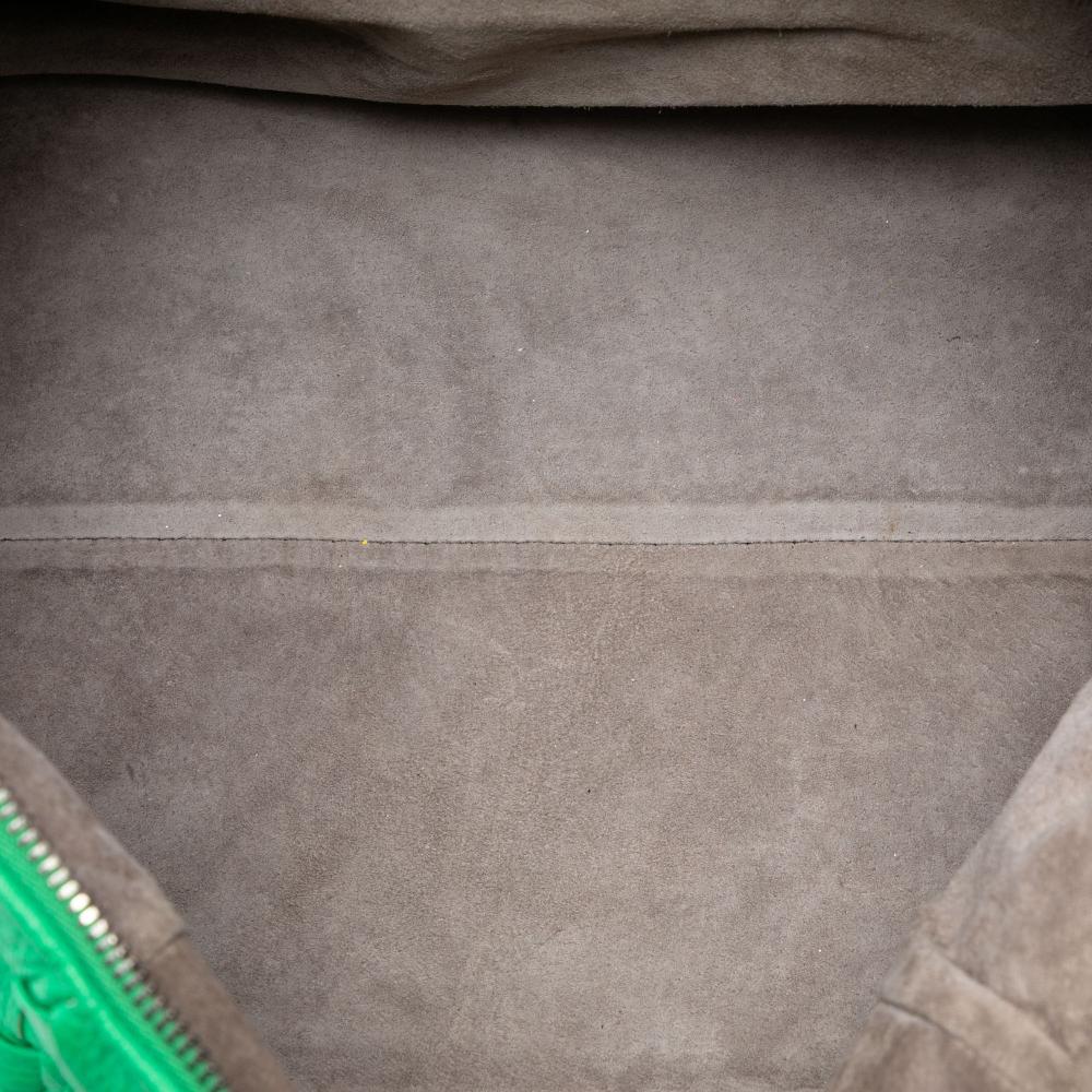Bottega Veneta B Bottega Veneta Green Goatskin Leather Intrecciato Trimmed Cervo Tote Italy