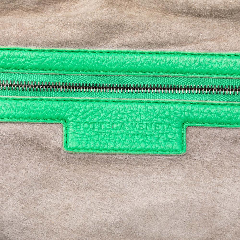 Bottega Veneta B Bottega Veneta Green Goatskin Leather Intrecciato Trimmed Cervo Tote Italy