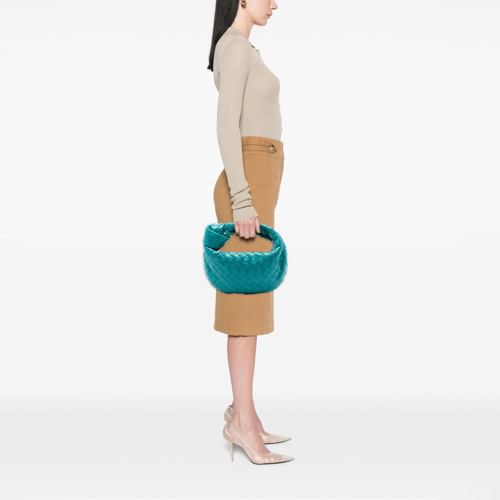 Bottega Veneta AB Bottega Veneta Blue Turquoise Nappa Leather Leather Mini Nappa Intrecciato Jodie Italy