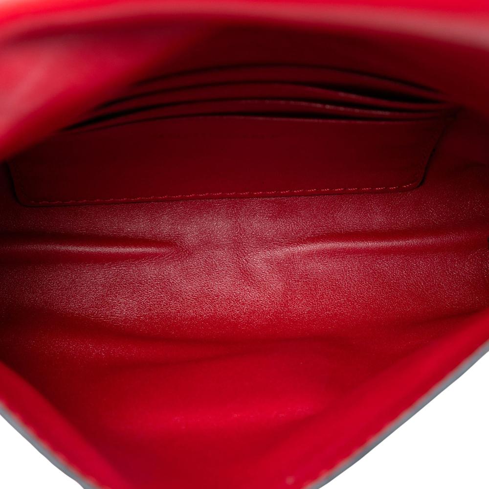 Burberry B Burberry Red Calf Leather Embossed Grained Langley Crossbody Romania