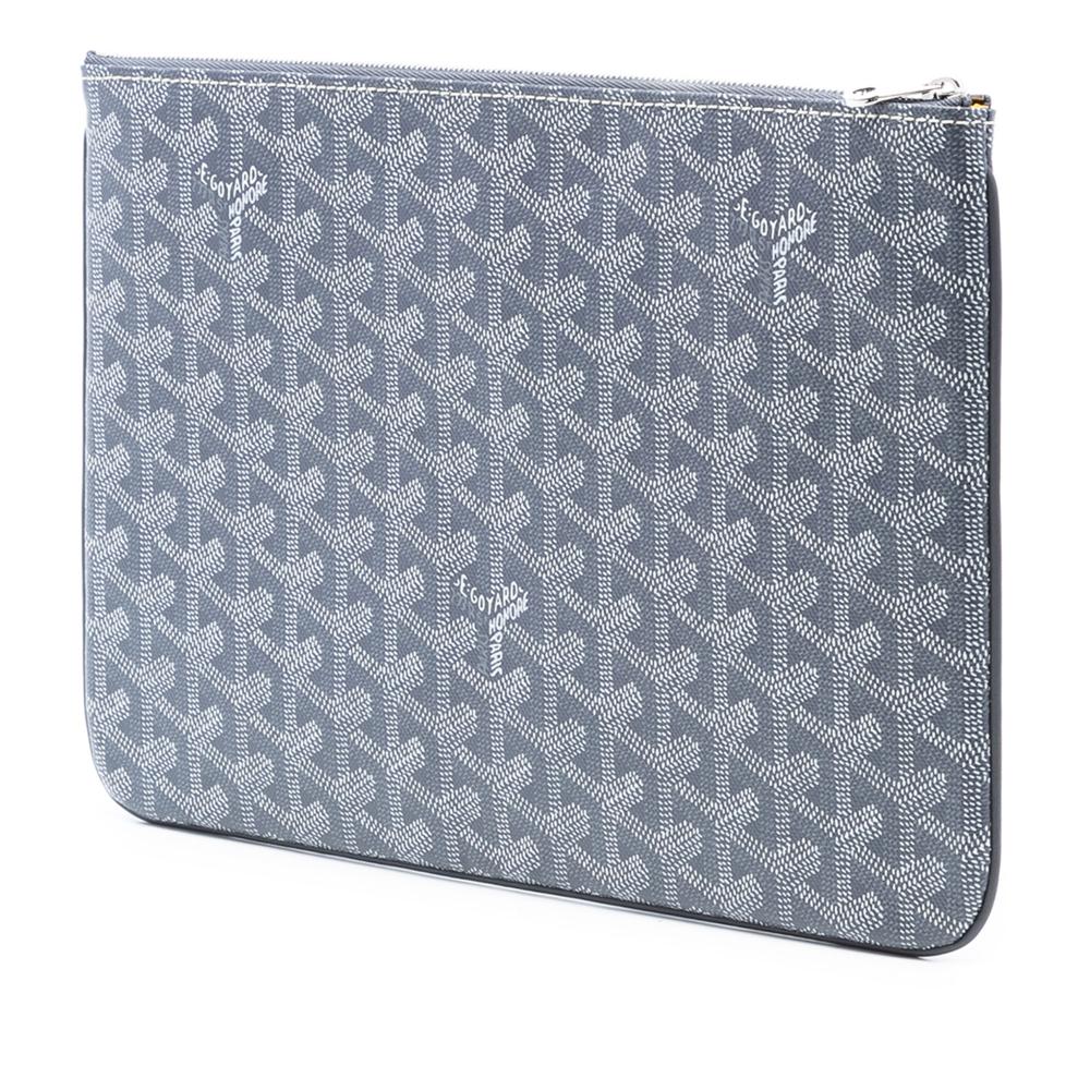 Goyard AB Goyard Gray Coated Canvas Fabric Goyardine Senat MM France