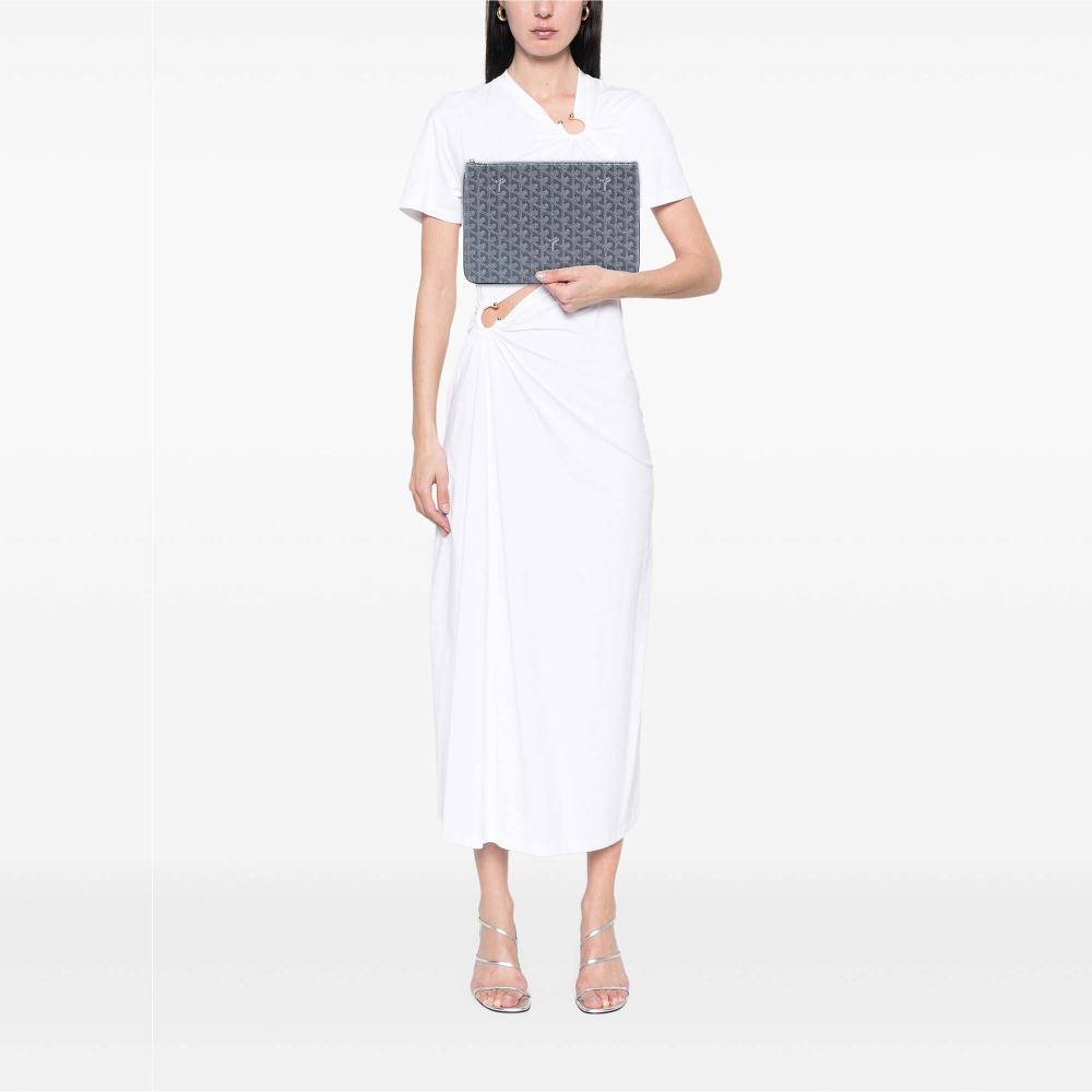 Goyard AB Goyard Gray Coated Canvas Fabric Goyardine Senat MM France