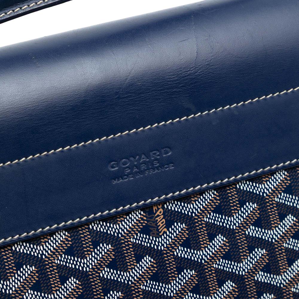 Goyard B Goyard Blue Navy Coated Canvas Fabric Goyardine Citadin PM France