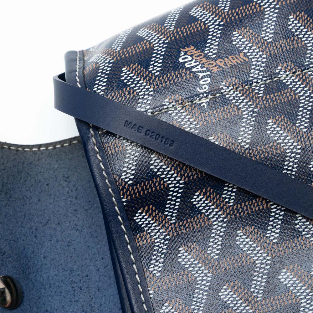 Goyard B Goyard Blue Navy Coated Canvas Fabric Goyardine Citadin PM France