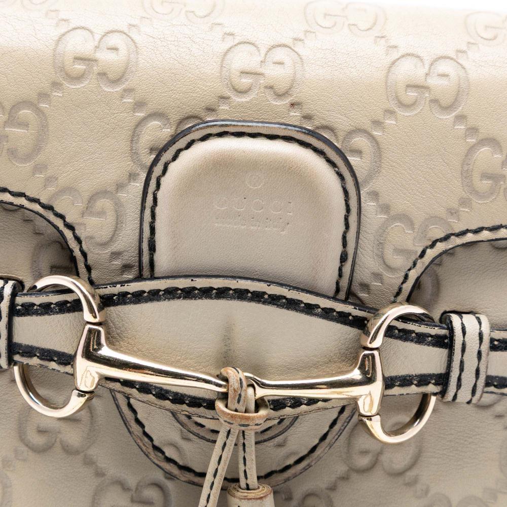 Gucci B Gucci White Off White Calf Leather Small Guccissima Emily Shoulder Bag Italy