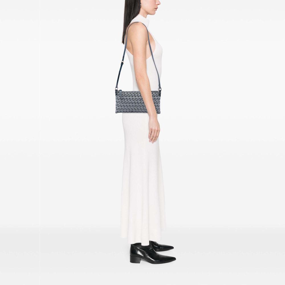 Fendi B Fendi Gray Canvas Fabric Zucchino Crossbody Italy