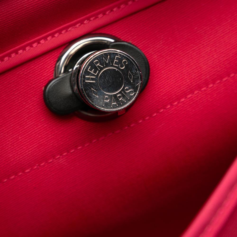 Hermès B Hermès Pink Strawberry with Black Canvas Fabric Toile Herbag Zip 31 France