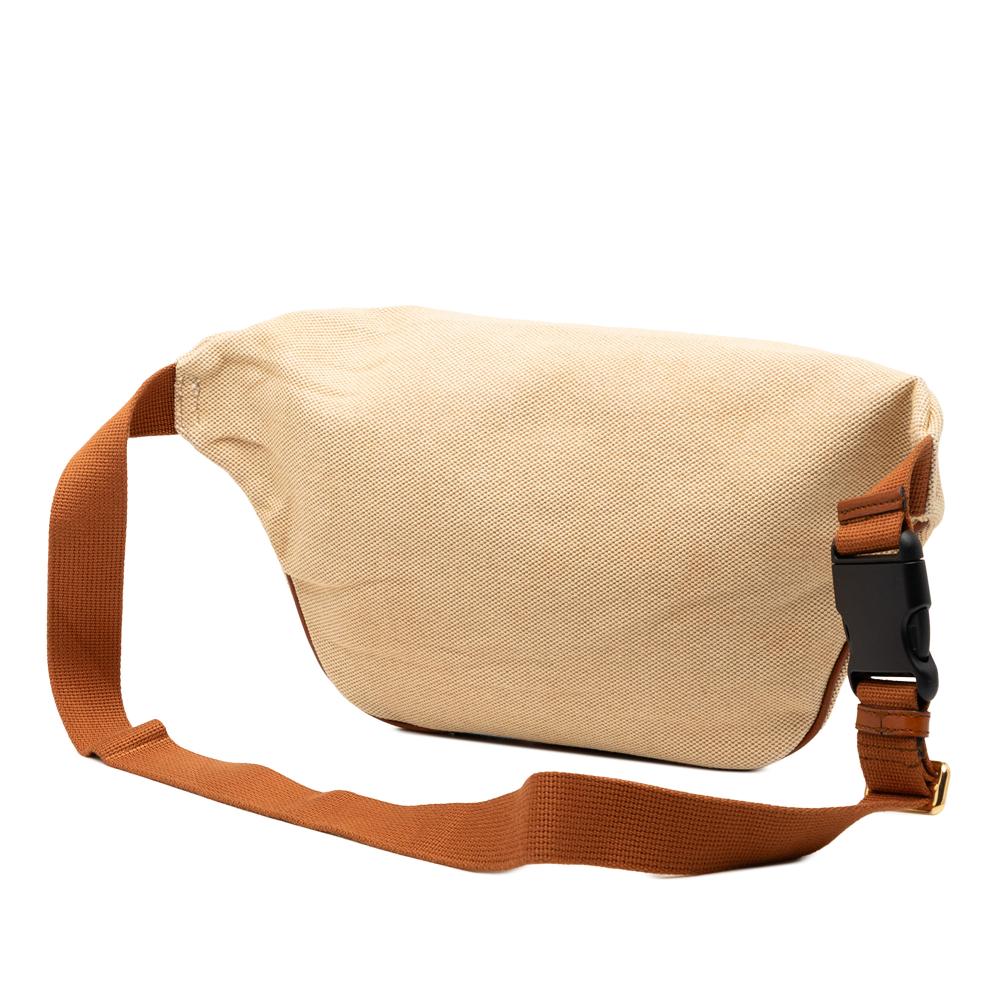 Gucci AB Gucci Brown Beige Canvas Fabric Web Belt Bag Italy