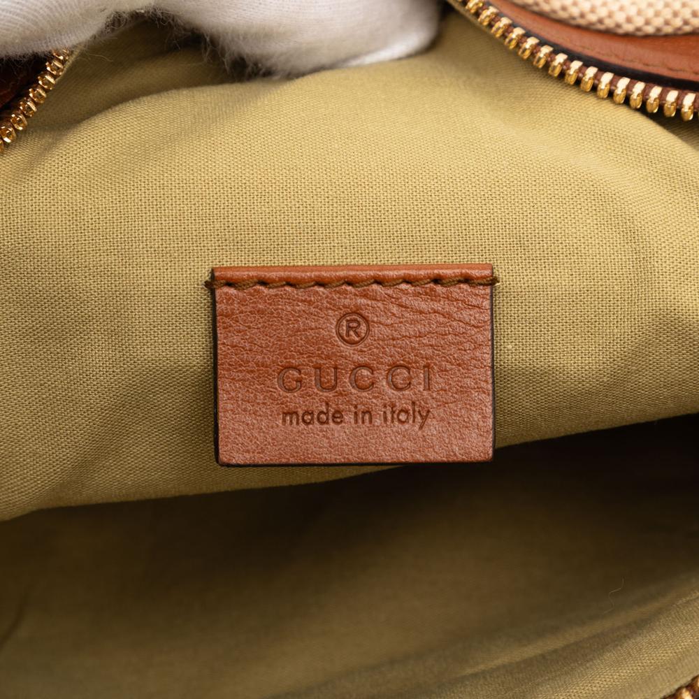 Gucci AB Gucci Brown Beige Canvas Fabric Web Belt Bag Italy