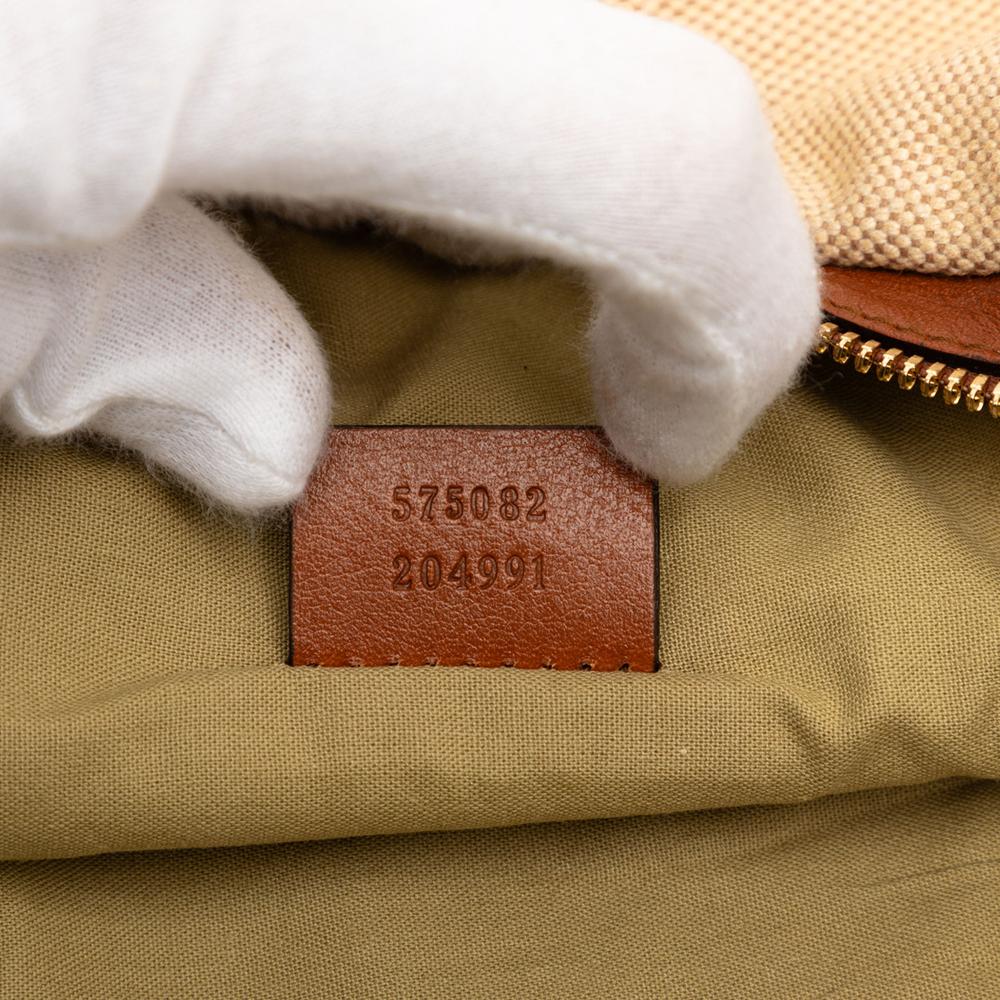 Gucci AB Gucci Brown Beige Canvas Fabric Web Belt Bag Italy