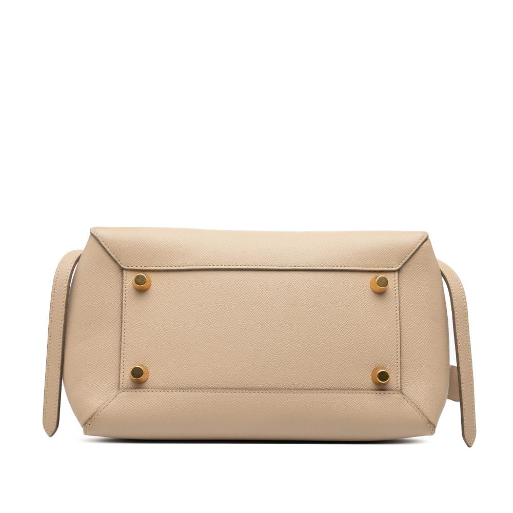 Celine B Celine Brown Beige Calf Leather Mini Grained skin Belt Satchel Italy