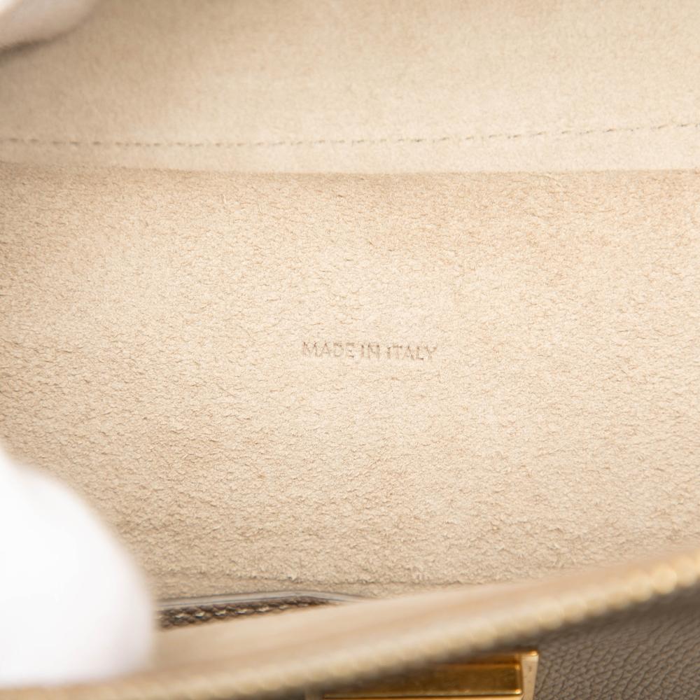 Celine B Celine Brown Beige Calf Leather Mini Grained skin Belt Satchel Italy