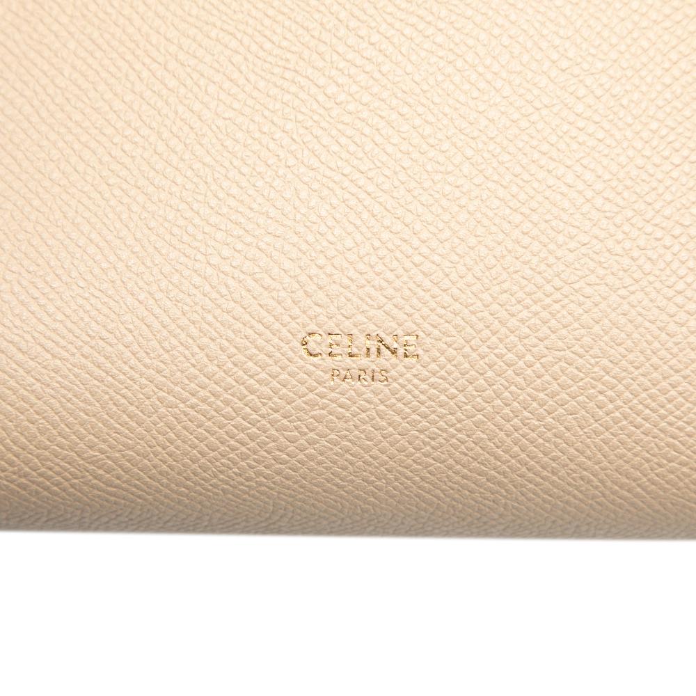 Celine B Celine Brown Beige Calf Leather Mini Grained skin Belt Satchel Italy