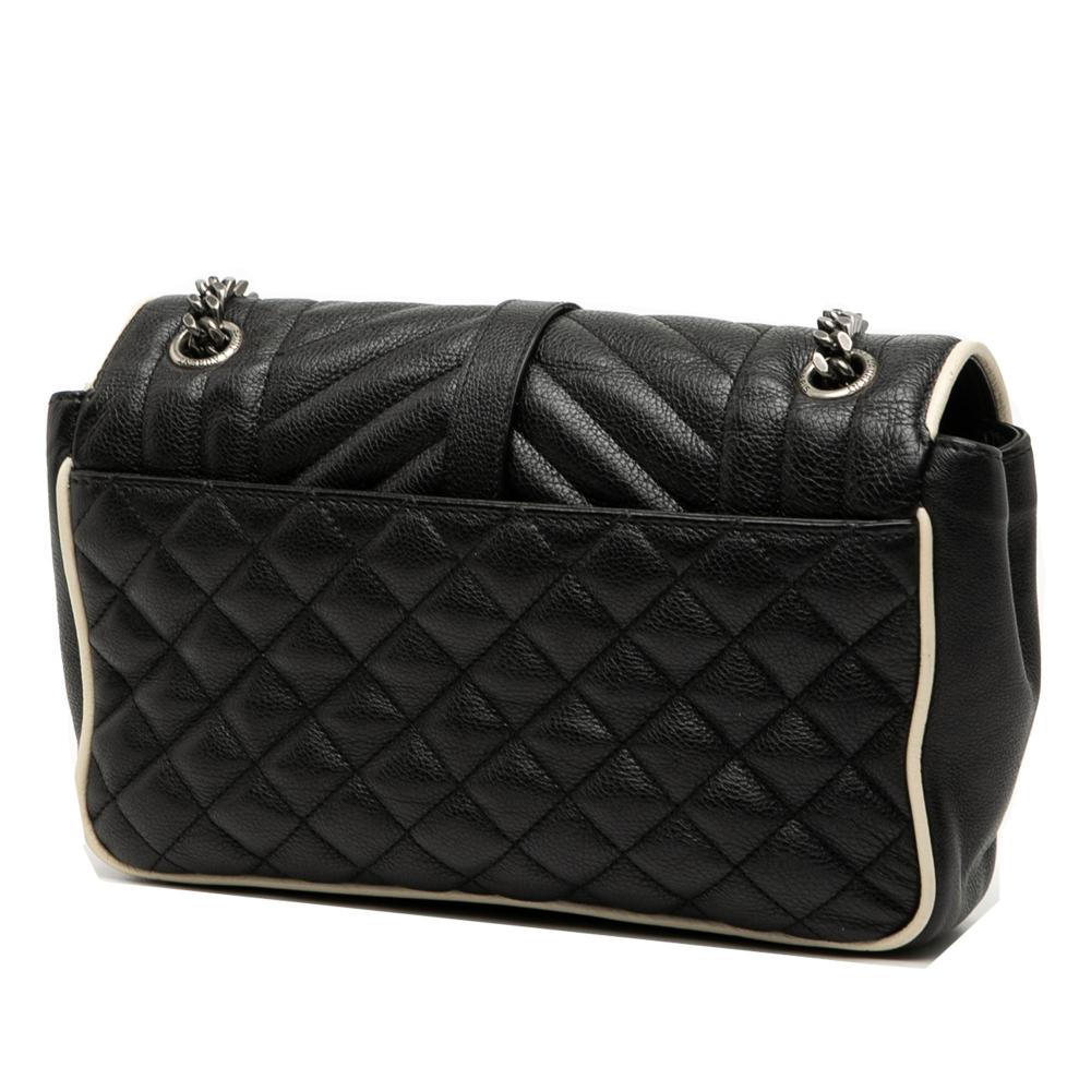 Saint Laurent B Saint Laurent Black Calf Leather Medium skin Triquilt Monogram College Bag Italy