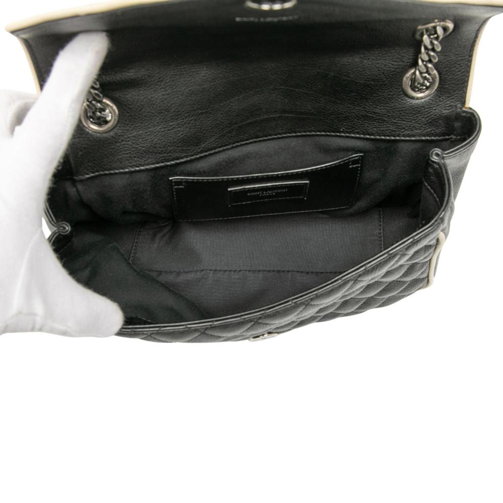 Saint Laurent B Saint Laurent Black Calf Leather Medium skin Triquilt Monogram College Bag Italy