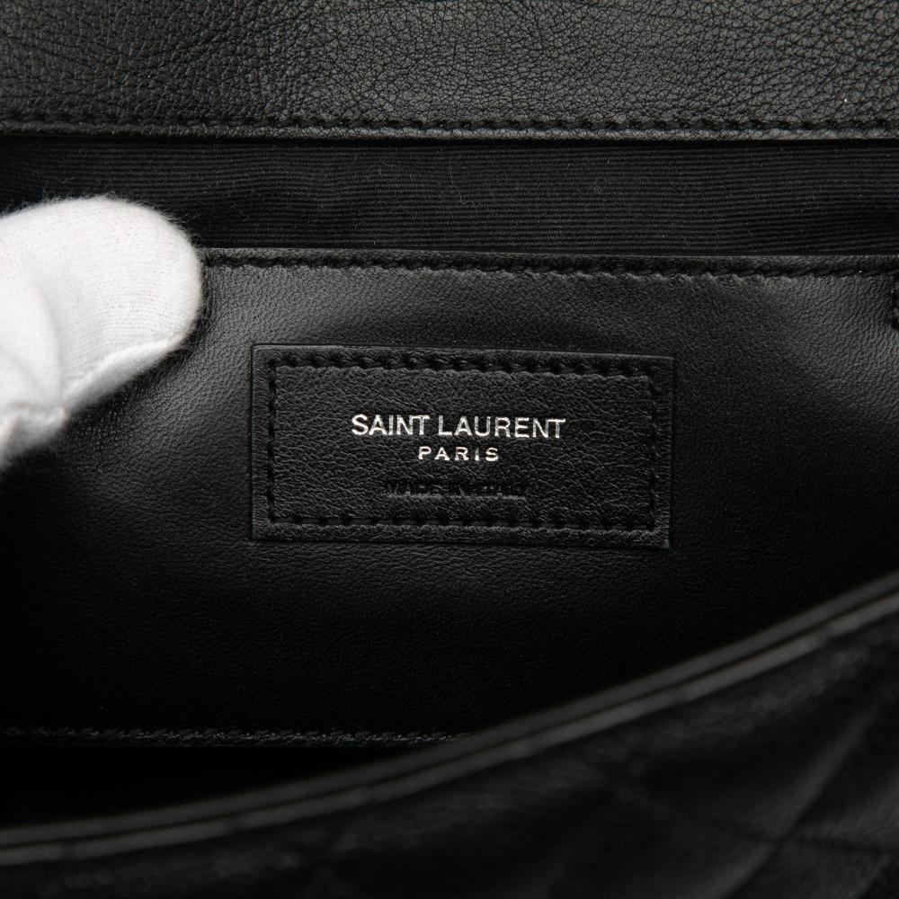 Saint Laurent B Saint Laurent Black Calf Leather Medium skin Triquilt Monogram College Bag Italy