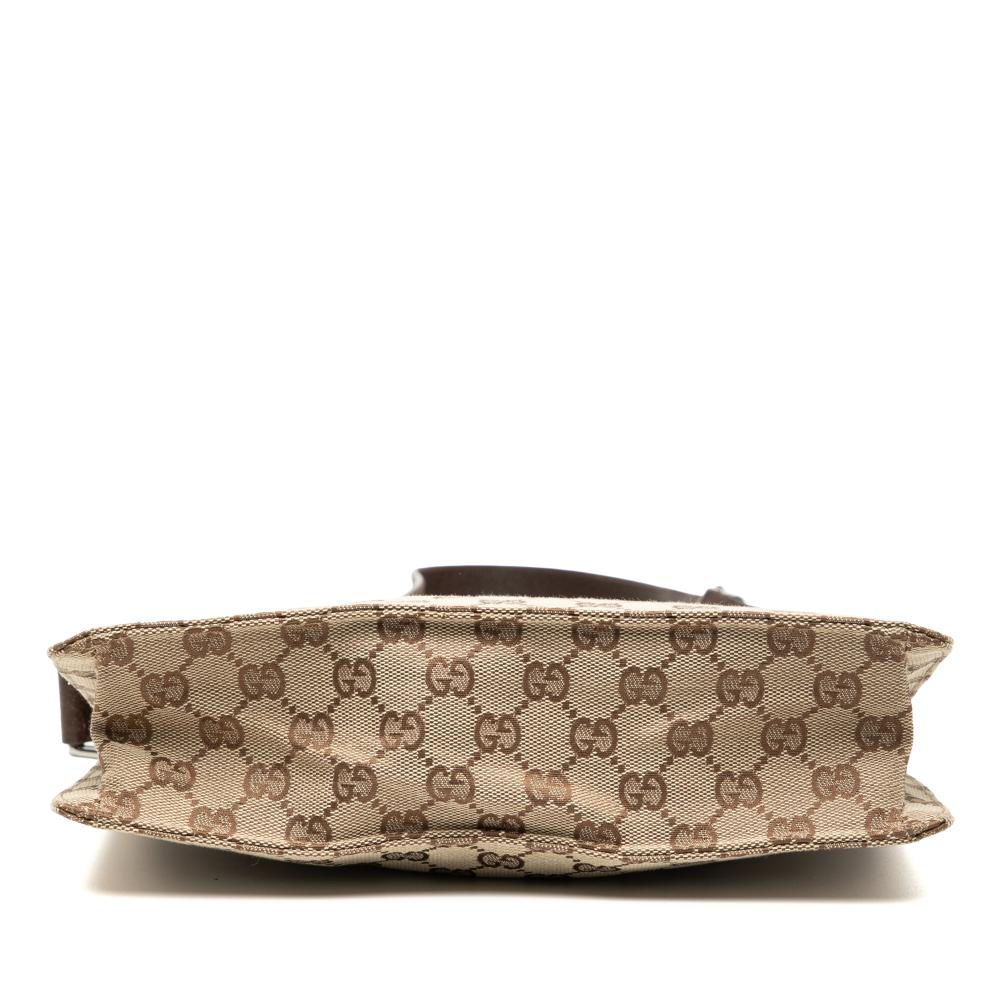 Gucci B Gucci Brown Beige Canvas Fabric GG Eclipse Crossbody Italy
