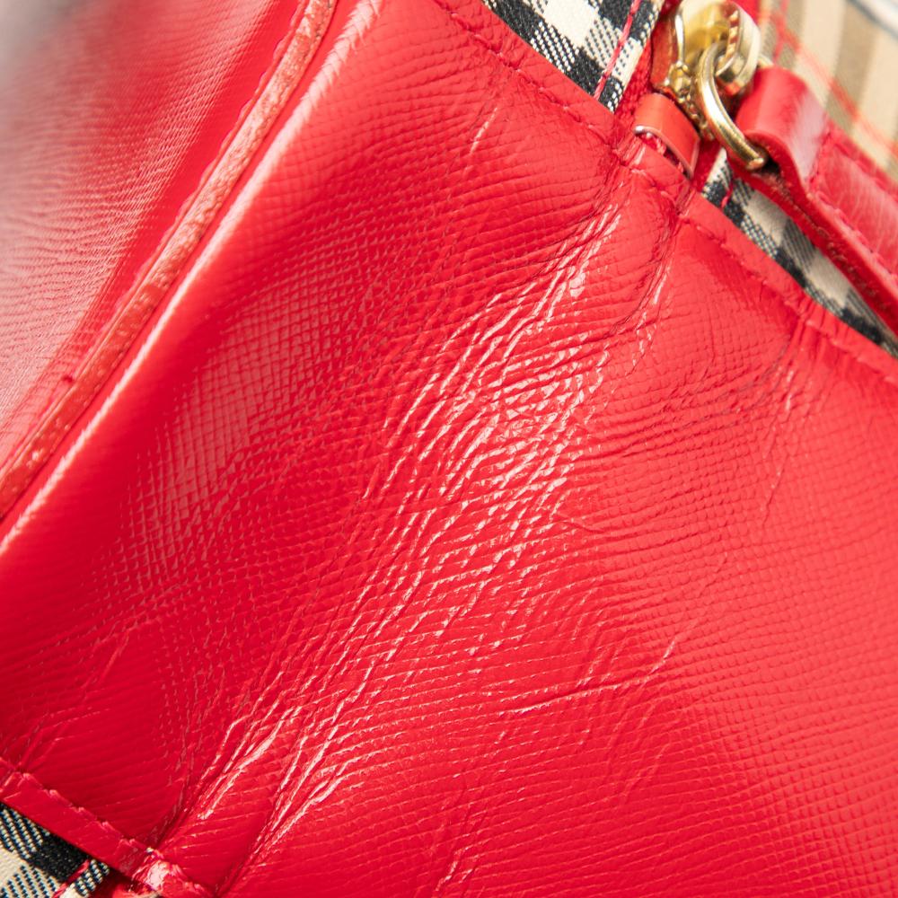 Burberry B Burberry Brown Beige Canvas Fabric Haymarket Check Vanity Bag Italy